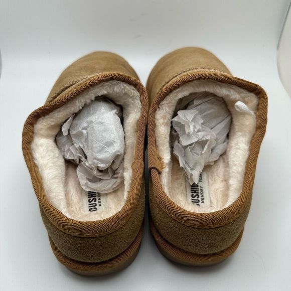 CUSHIONAIRE Women's Faux Shearling Genuine Suede cozy mule slippers +Memory Foam - Picture 4 of 7